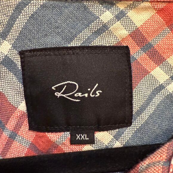 Men's Rails Designer Blue Red White Plaid Button Down Casual Shirt XXL - Picture 3 of 5